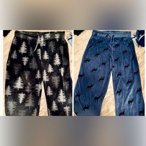Berkley Jensen 2 pair -Blue Deer print and Gray Forest print Pajama Pants Small